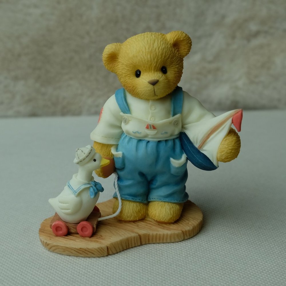 Cherished Teddies Alex Cherish the Little Things Boy w Sailboat & Goose Figurine